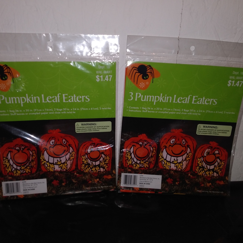 Vintage Pumpkin Leaf Eaters 3 In Each Bag Two Sets Halloween Decoration